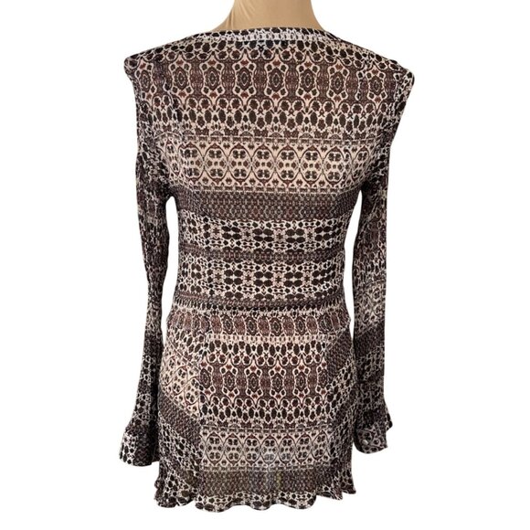 Sanctuary Blouse Top Sheer Red Black Size M Medium V-Neck - Picture 3 of 6